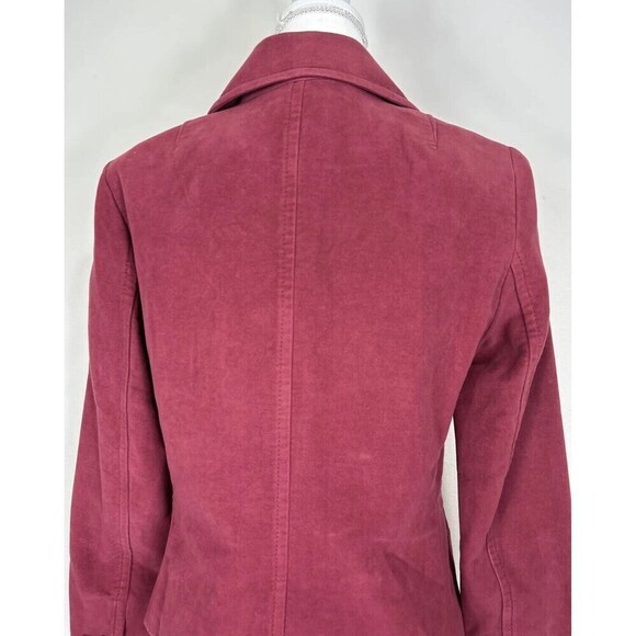 Ann Taylor Red Burgundy Cotton Button Down Blazer Jacket Size 0 - Picture 8 of 12